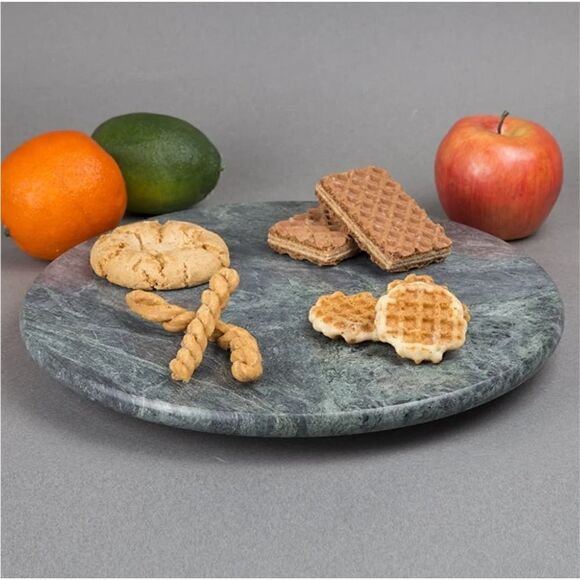 Creative Home Natural Marble Round Trivet Cheese Board Dessert Serving Plate 8" - Picture 3 of 5